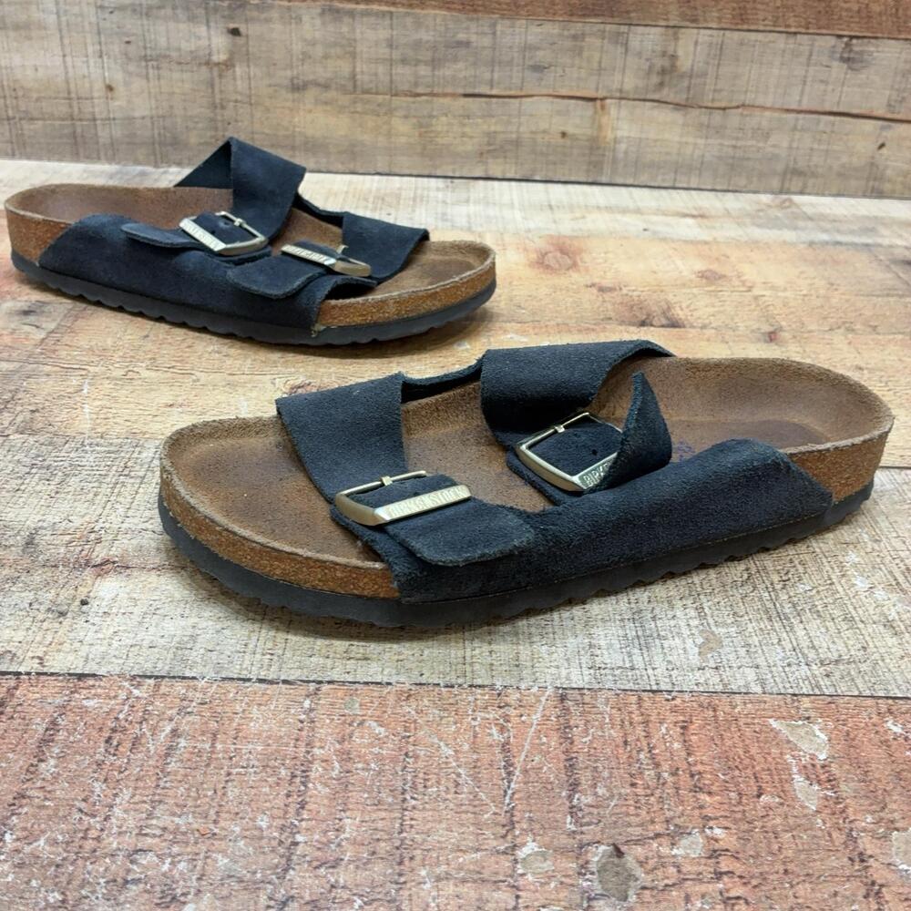 Birkenstock Arizona Sandals Womens Size 8 N 39 Black Suede Slide Comfort Shoes